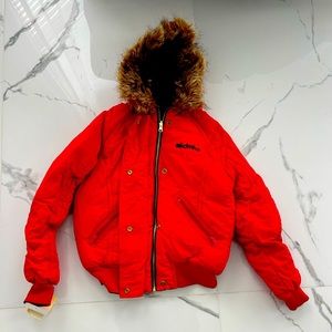 Girls red fur coat
